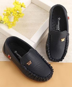 Cute Walk by Babyhug Slip On  Loafer Shoes Crown Applique - Blue