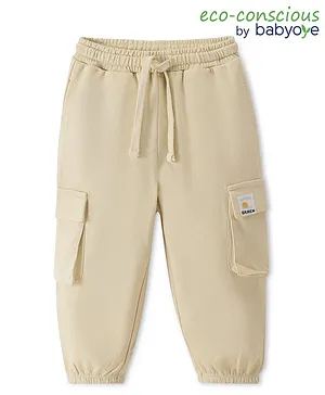 Babyoye 100% Cotton Solid Dyed Full Length Lounge Pants - Beige