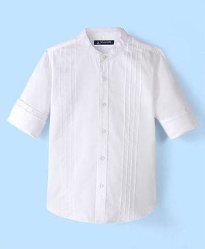 Pine Kids Full Sleeves Party Shirt Solid Colour - White