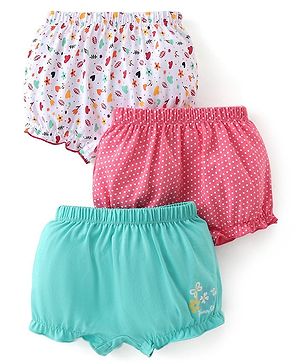 Babyhug 100% Cotton Bloomer Heart Print Pack of 3 - Multicolour
