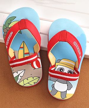 Cute Walk by Babyhug  Flip Flops with Back Strap Closure Beach Theme Print - Red & Blue