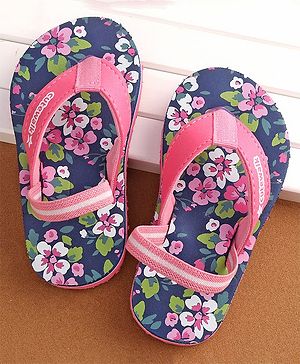 Cute Walk by Babyhug  Flip Flops with Back Strap Closure  Floral Print - Pink & Blue(May Very Elastic Color)