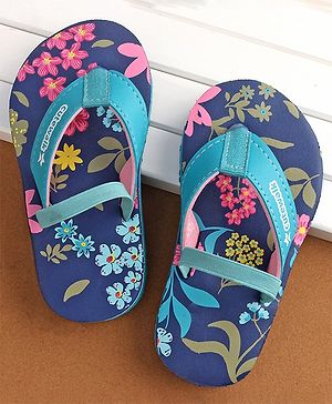 Cute Walk by Babyhug Back Strap Slip On Flip Flops with Floral Design - Blue