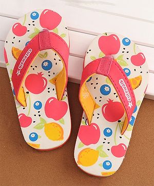 Cute Walk by Babyhug Slip On  Flip Flops with Fruit Design- Red