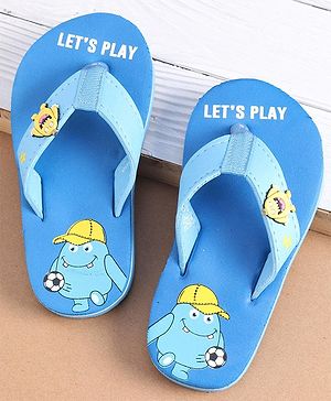 Cute Walk by Babyhug Slip On Flip Flops Monster Print - Blue