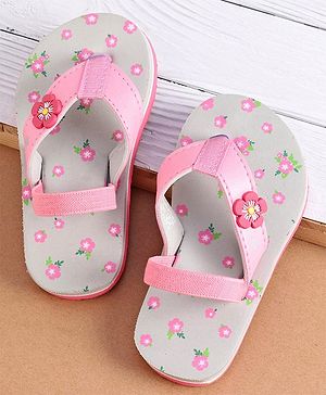 Cute Walk by Babyhug Flip Flops With Back Strap Closure Floral Print  - Pink (Strap Colour May Vary)