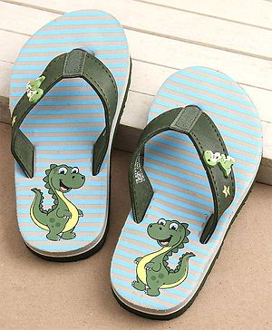 Cute Walk by Babyhug Slip On Flip Flops Dino Print - Green