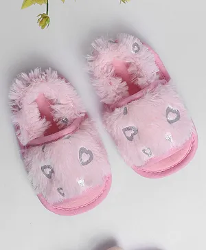 Coco Candy Heart Detailed Fur Lined Booties - Pink