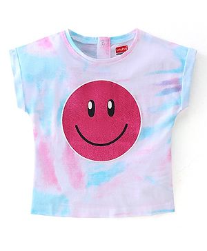 Babyhug Cotton Knit Half Sleeves Smiley Printed T-Shirt - Multicolour