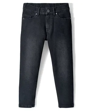 Pine Kids Denim Woven Full Length Washed Jeans - Black
