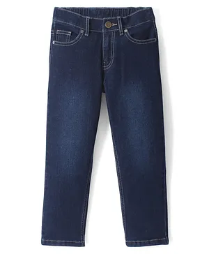 Pine Kids Denim Woven Full Length Washed Jeans - Dark Blue