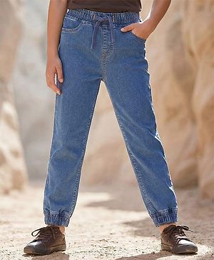 Pine Kids Denim Woven Full Length Washed Jeans- Mid Wash Blue