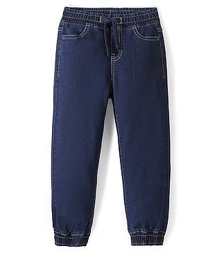 Pine Kids Denim Woven Full Length Washed Jeans- Dark Blue