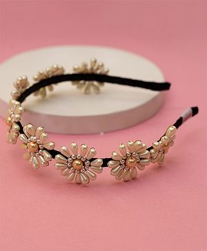 CHOKO Pearl Florets Detailed Hair Band - Black Off White