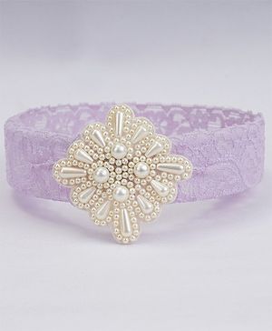 CHOKO Teardrop Pearls Embellished Stretchable Headband - Purple