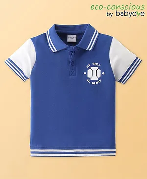 Babyoye 100% Cotton Half Sleeves Polo T-Shirt Ball Print - Blue
