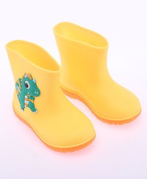 Cute Walk by Babyhug Gumboots with Dino Applique -Yellow