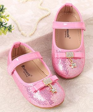 Cute Walk by Babyhug Ballerina Shoes with Star Applique & Velcro Closure - Pink