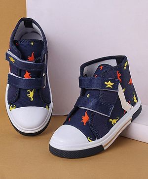 Cute Walk by Babyhug Casual Shoes With Velcro Closure Dino Print - Navy Blue