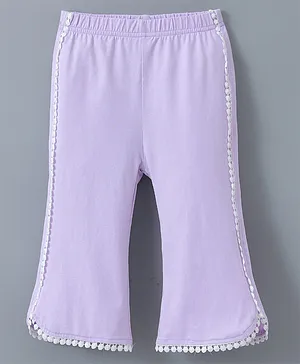 Kookie Kids Full Length  Lounge   Pants Lace Detailing Solid Colour  - Purple