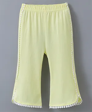 Kookie Kids Full Length  Lounge   Pants Lace Detailing Solid Colour  - Yellow