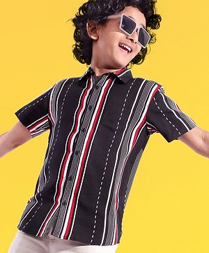Pine Kids Viscose Woven Half Sleeves Striped Shirt - Multicolour