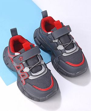Cute Walk by Babyhug Sneakers Shoes with Velcro Closure & Alphabet Patch- Grey