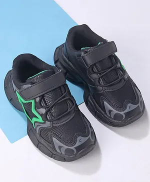 Cute Walk by Babyhug Sneakers Shoes with Velcro Closure & Star Design - Black