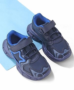 Cute Walk by Babyhug Sneakers Shoes with Velcro Closure & Star Design - Navy Blue