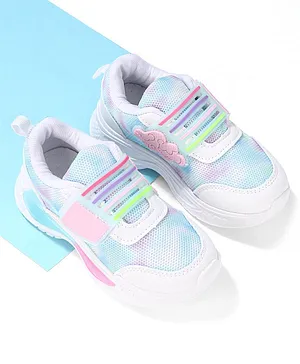 Cute Walk by Babyhug Sneakers Shoes with Velcro Closure & Cloud Patch- White