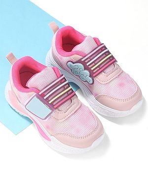 Cute Walk by Babyhug Sneakers Shoes with Velcro Closure & Cloud Patch- Pink