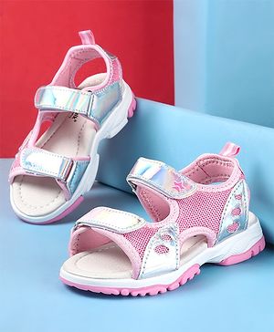 Cute Walk by Babyhug Slip On Sandals with Chrome Detailing & Velcro Closure - Pink