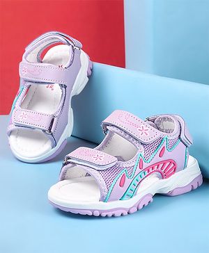 Cute Walk by Babyhug Slip On Sandals with Floral Print & Velcro Closure - Purple