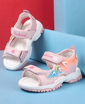 Cute Walk by Babyhug Sandal with Velcro Closure Text Print - Light Pink