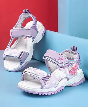 Cute Walk by Babyhug Sandal with Velcro Closure Heart Patch - Purple