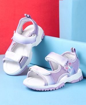 Cute Walk by Babyhug Sandals With Velcro Closure Butterfly Applique - Purple & White
