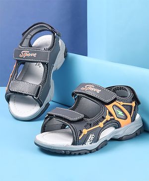 Cute Walk by Babyhug Slip On Sandals with Sports Print & Velcro Closure - Grey