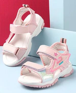 Cute Walk by Babyhug Sandal with Velcro Closure - Light Pink & White