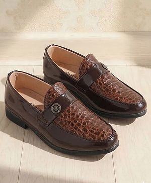 Pine Kids Slip On Party Wear Shoes - Dark Brown