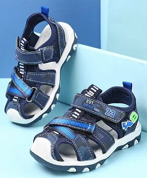 Cute Walk by Babyhug Sandals with Velcro Closure Number & Arrow Applique- Blue