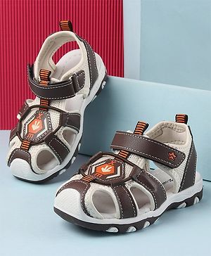 Cute Walk by Babyhug Sandals with Velcro Closure & Arrow Applique- Coffee Brown
