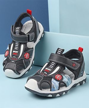 Cute Walk by Babyhug Sandals with Velcro Basketball Theme - Black