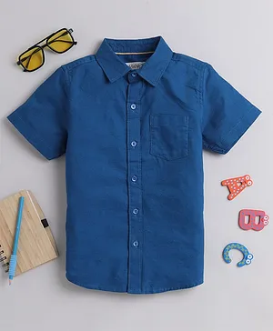 MANET Half Sleeves Solid Shirt - Dark Blue