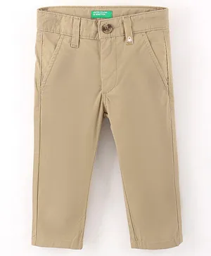 UCB Cotton Woven Full Length Solid Trouser - Beige