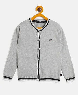 RVK Full Sleeves Solid Cotton Cardigan - Grey