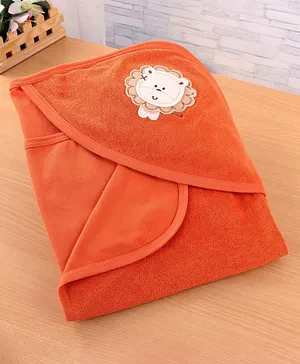 Simply Terry Knit Hooded Towel & Wrappers Lion Patch L 80 x B 80  cm - Orange