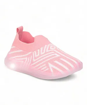 Lil Lollipop Mesh Detailed Slip On LED Shoes - Pink