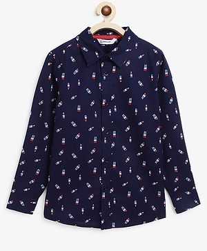 Campana 100% Cotton Full Sleeves Ice Cream  Printed Shirt - Navy Blue