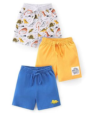Babyhug Cotton Knit Striped Shorts Pack of 3 - Multicolour