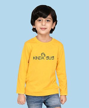 NUSYL Full Sleeves Kinda Text Printed Tee - Yellow